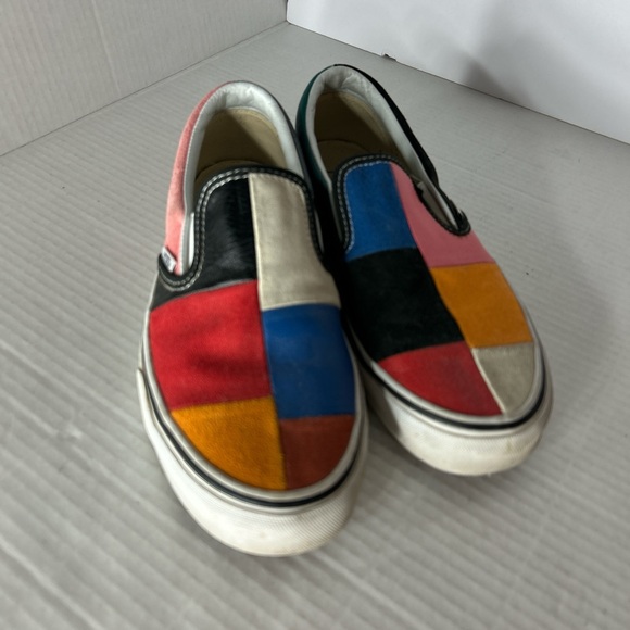 Vans canvas leather Patchwork Slip-On Shoes men’s 7 women’s 8.5 - Picture 1 of 6